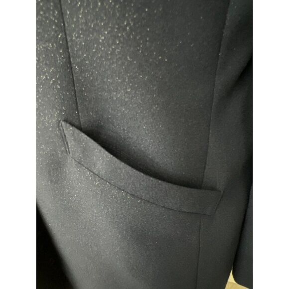 Le Suit Women Navy Sliver Shimmer Crepe 3 PCS Tank Skirt Jacket Suit Size 8P - Picture 10 of 15